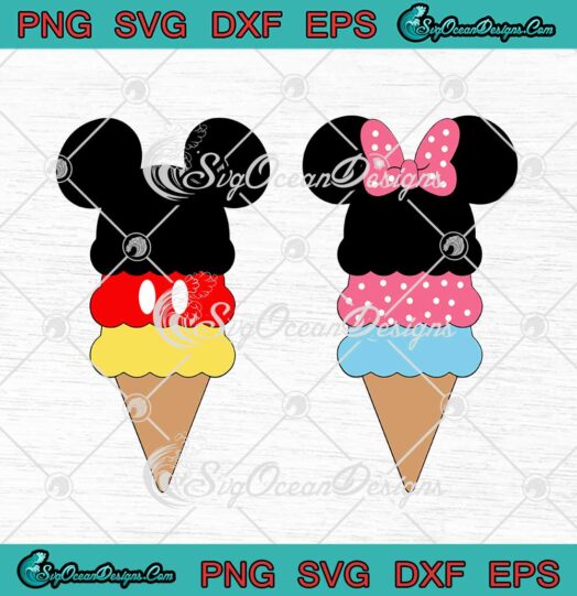 Disney Mickey And Minnie Mouse Ice Cream Cones svg cricut