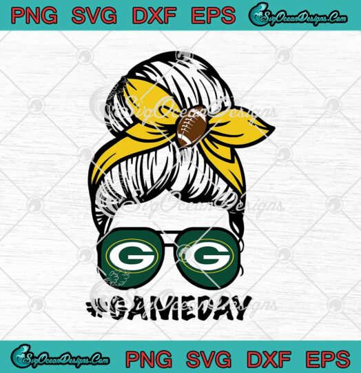 Green Bay Packers Game Day Messy Bun SVG American Football Lover svg cricut