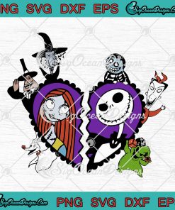 Heart Jack And Sally Nightmare Before Christmas Valentine's Day Halloween svg cricut