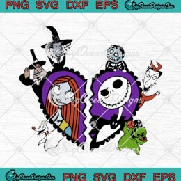 Heart Jack And Sally Nightmare Before Christmas Valentine's Day Halloween svg cricut