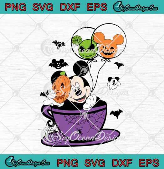 Mickey Mouse Coffee Jack Skellington Balloon And Pumpkin Halloween svg cricut