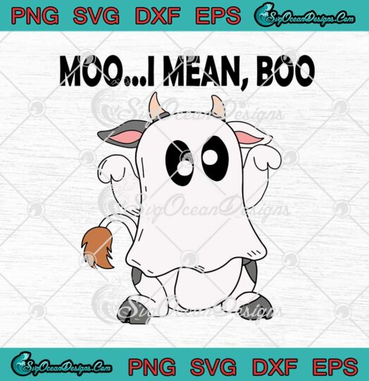 Moo I Mean Boo Ghost Cow Costume Halloween svg cricut