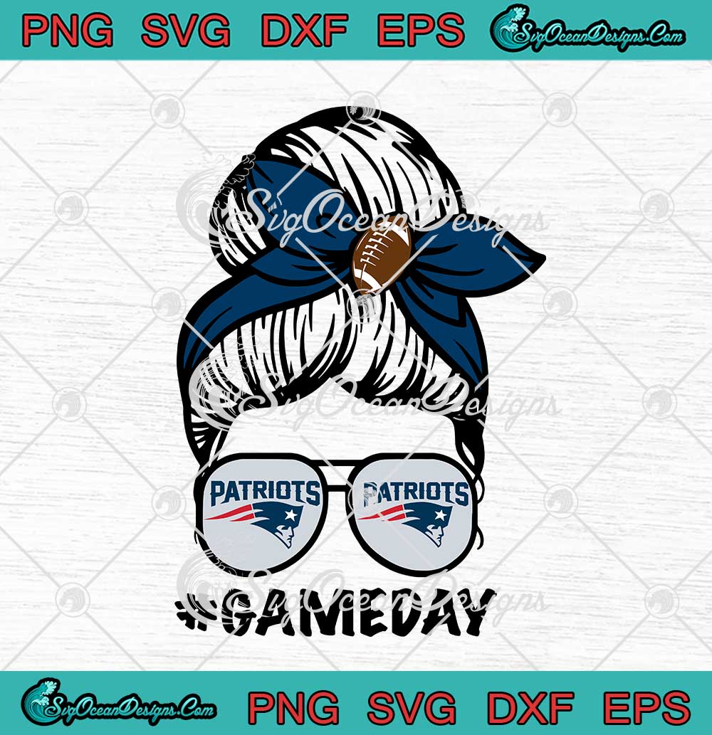 New England Patriots Game Day Messy Bun SVG American Football Lover SVG