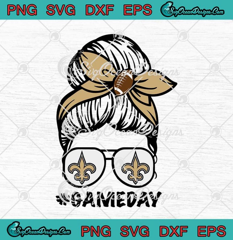 New Orleans Saints Game Day Messy Bun SVG American Football Lover SVG ...