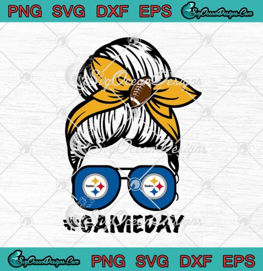 Pittsburgh Steelers Game Day Messy Bun SVG American Football Lover svg cricut