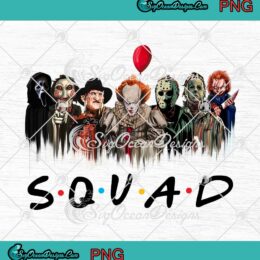 Squad Horror Movie Characters Halloween Art PNG