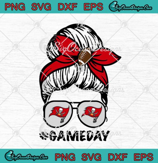 Tampa Bay Buccaneers Game Day Messy Bun American Football Lover svg cricut