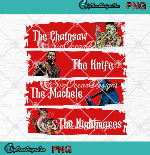 2021 Halloween Horror Movie Characters The Chainsaw The Knife The Machete And The Nightmares PNG