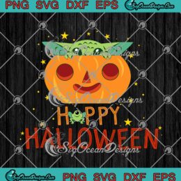 Baby Yoda In Pumpkin Happy Halloween SVG Cricut