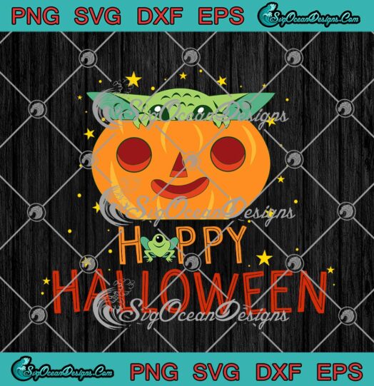 Baby Yoda In Pumpkin Happy Halloween SVG Cricut