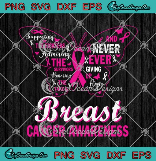 Breast Cancer Awareness Butterfly Pink Ribbon Hope SVG Cricut