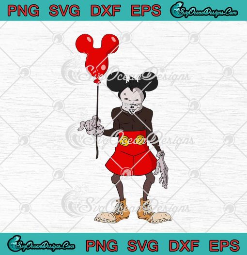 Creepy Mickey Mouse Pennywise SVG Holding Balloon Halloween SVG Cricut