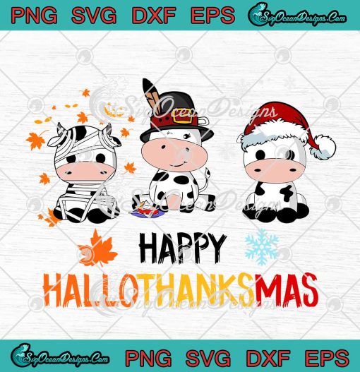 Dairy Cow Happy HalloThanksMas SVG Halloween Thanksgiving Christmas 2021 SVG Cricut
