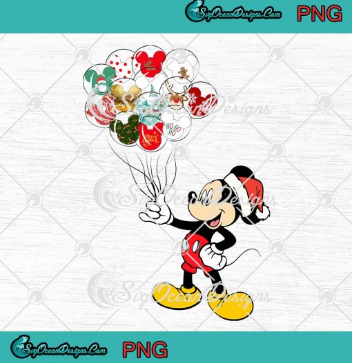 Disney Mickey Mouse Balloon Christmas PNG Mickey Santa Merry Xmas PNG