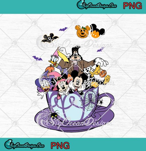 Disney World Mickey And Disney Characters Coffee Halloween PNG