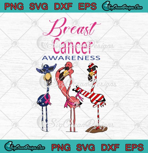 Flamingos Breast Cancer Awareness SVG American Flag Pink Ribbon SVG Cricut