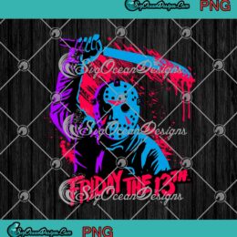 Friday The 13th Jason Voorhees Neon Swinging Machete PNG Horror Movie Halloween PNG