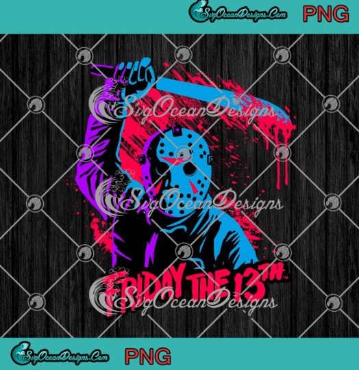 Friday The 13th Jason Voorhees Neon Swinging Machete PNG Horror Movie Halloween PNG