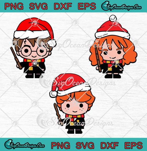 Harry Potter Characters Chibi Merry Christmas SVG Cricut