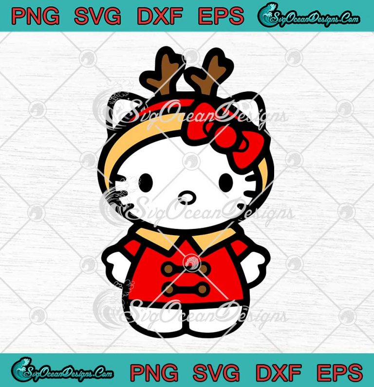 Hello Kitty Reindeer Merry Christmas SVG PNG EPS DXF Cricut Cameo File