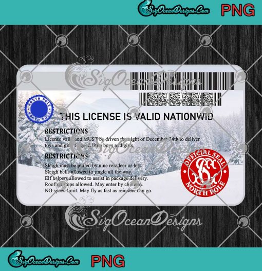 North Pole Santa Claus License Back PNG