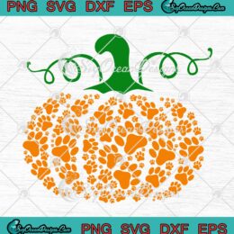 Pumpkin Dog Cat Paw Prints ​Halloween Pet Lovers Gift SVG Cricut