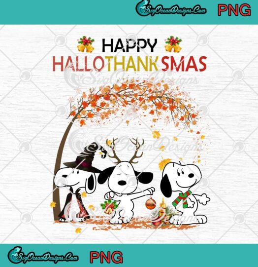Snoopy Happy Hallothanksmas PNG Fall Halloween Thanksgiving Christmas PNG
