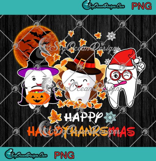 Teeth Happy Halothanksmas PNG Dental Halloween Thanksgiving And Christmas 2021 PNG