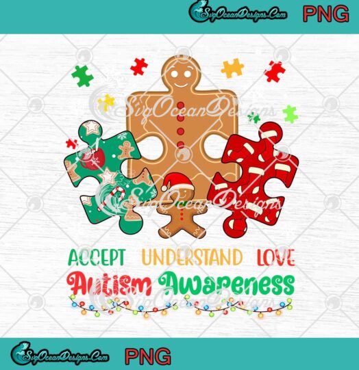 Accept Understand Love Autism Awareness Christmas PNG JPG Digital Download