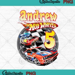Andrew Hot Wheels 5th Birthday Boy PNG Hot Wheels Birthday Gift PNG