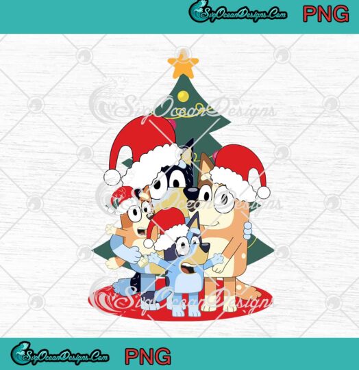 Bluey Family Santa Hat Merry Christmas 2021 PNG Best Christmas Gifts For Bluey Fans PNG