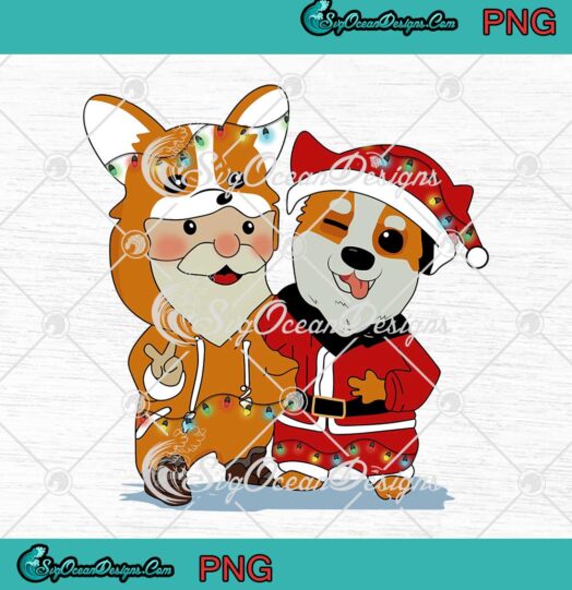 Corgi And Santa Claus Friends Merry Christmas Funny PNG