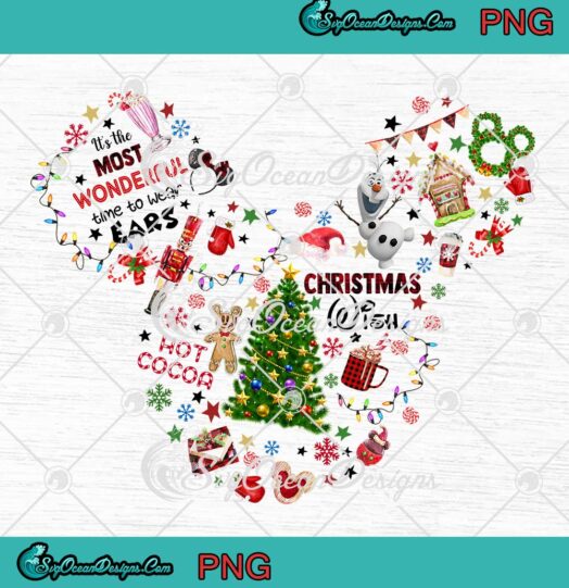 Disney Christmas Mickey Its The Most Wonderful Time To Wear Ears PNG Digital Download