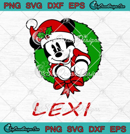 Disney Mickey Mouse Santa Christmas Wreath Lexi SVG Xmas Holiday Christmas Gifts SVG Cricut