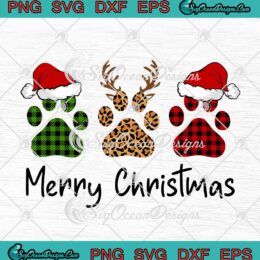 Dog Paws Merry Christmas Paw Leopard Plaid Pajama SVG Dog Lover Xmas Gift SVG Cricut