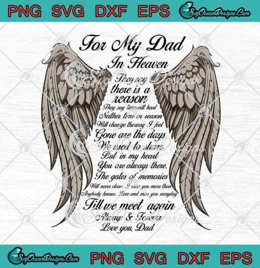 For Dad In Heaven Gift For Daughter Son Loss Dad In Heaven Fathers Day SVG Cricut