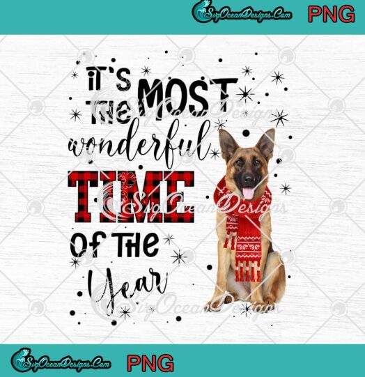 German Shepherd Its The Most Wonderful Time Of The Year Christmas PNG