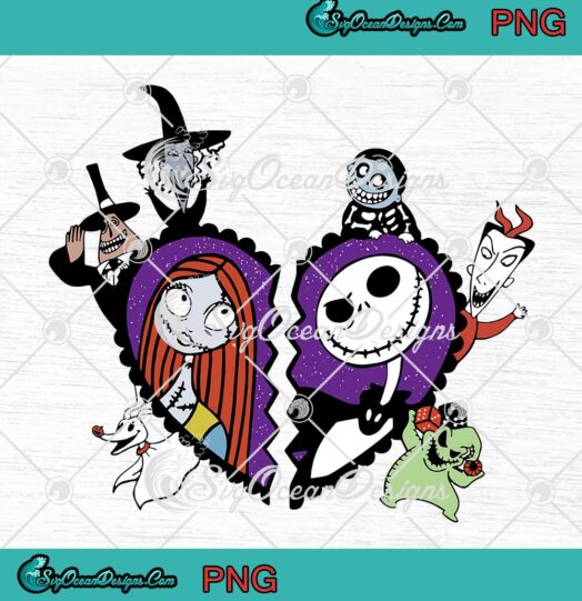 Jack Skellington And Sally Heart PNG Nightmare Before Christmas Valentines Day PNG