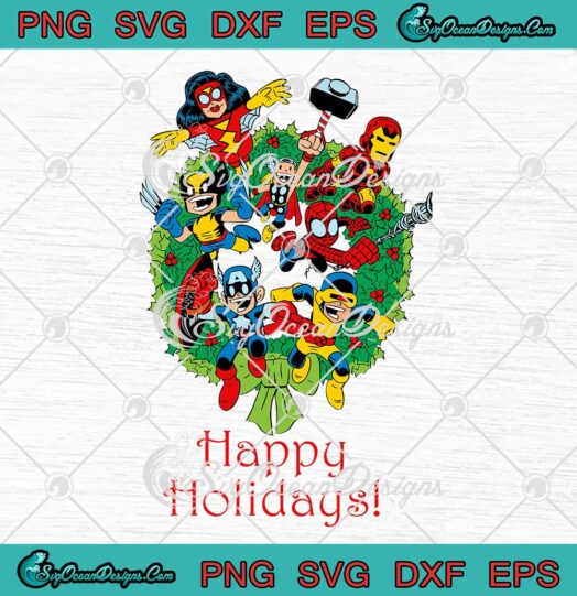 Marvel Superheroes Happy Holidays Merry Christmas SVG Marvel Christmas Holidays SVG Cricut
