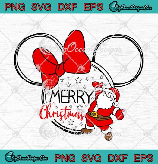 Merry Christmas Minnie Head Santa Claus SVG Disney Christmas Gift SVG Cricut