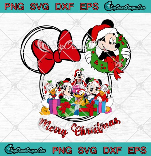 Merry Christmas Santa Mickey And Disney Friends SVG Wreath Christmas Holiday SVG Cricut