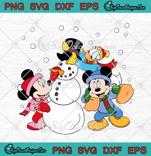 Mickey Mouse Snowman And Friends Merry Christmas SVG Disney Xmas Gift SVG Cricut