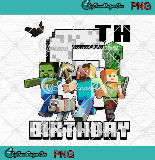 Minecraft Characters Group Boys Happy 6th Birthday PNG Minecraft Birthday PNG