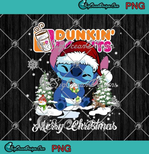Santa Stitch Hugs Snowman Dunkins Donuts Merry Christmas PNG