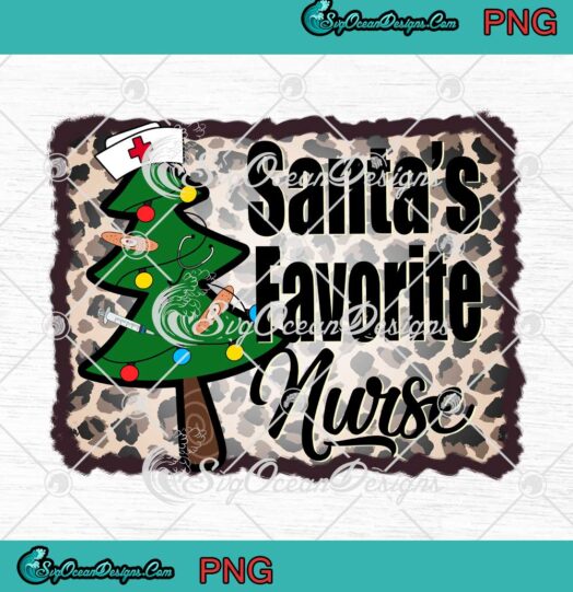 Santa's Favorite Nurse Christmas Tree PNG Nursing Leopard Merry Xmas PNG