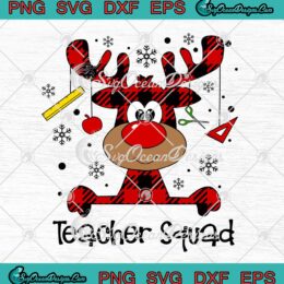 Teacher Squad Reindeer Buffalo Plaid Merry Christmas SVG Teacher Xmas Gift SVG Cricut