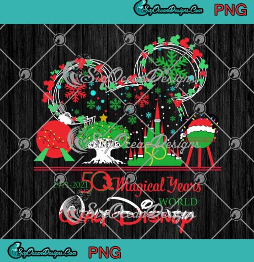 Walt Disney World 50th Magical Years PNG 1971 2021 Merry Christmas PNG