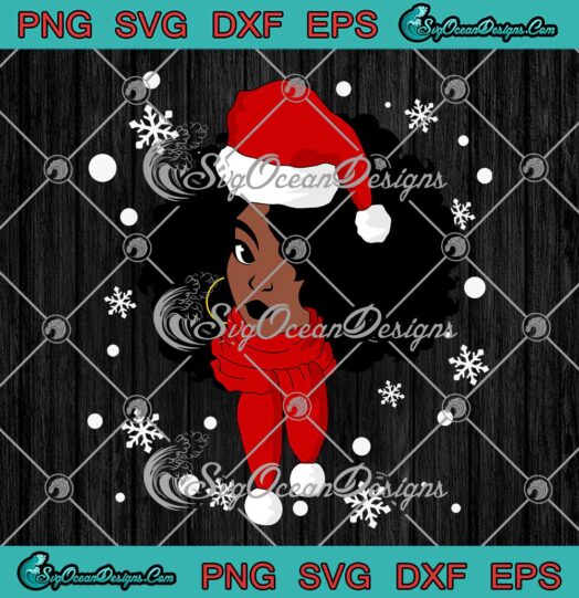Afro Girl Santa Black Girl Merry Christmas SVG Melanin Black Pride Gift SVG Cricut