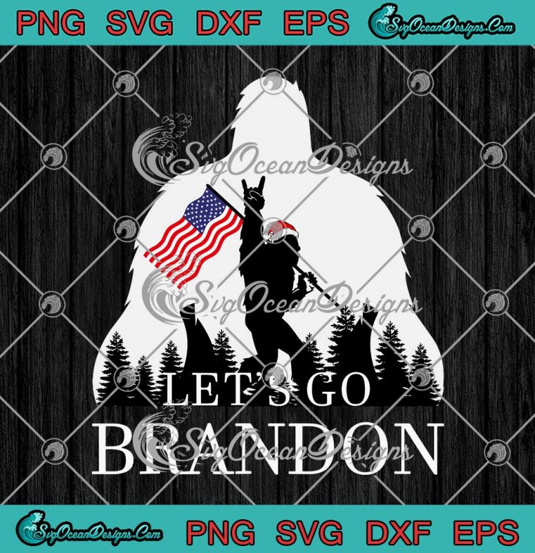 Bigfoot Let's Go Brandon American Flag Funny Sasquatch Christmas SVG