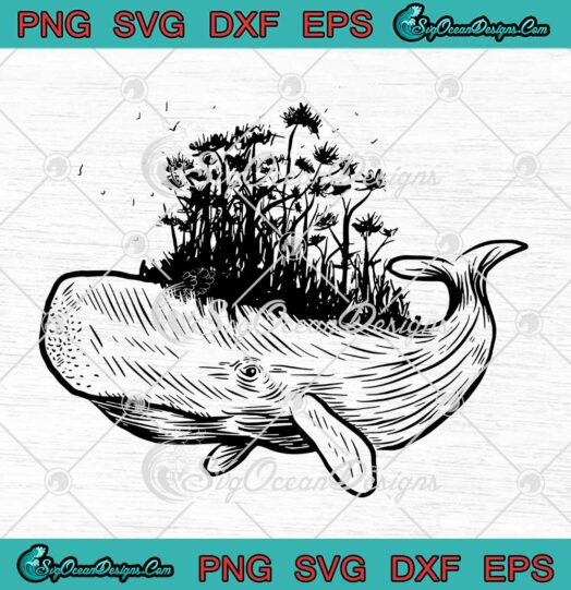 Blue Whale With Forest And Trees SVG Save The Whales And Ocean SVG PNG Cricut File